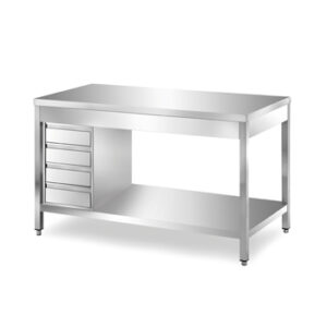 Tavolo "strong" con ripiano e cassettiera 4 cassetti