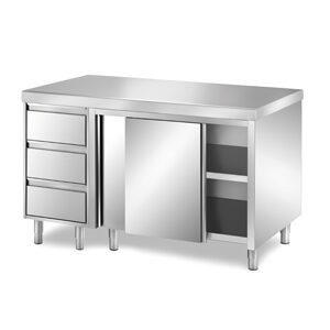 Tavolo armadiato top inox e cassettiera 3 cassetti gn 1/1